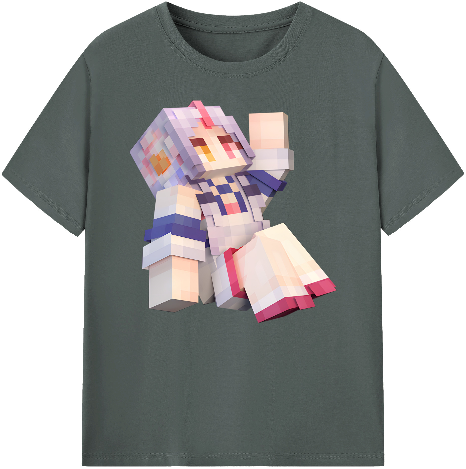 （画像用） マインクラフト ブロックの世界 Minecraft MC Block world 綿100％ メンズ半袖Tシャツ｜肌触りやわらか＆通気性